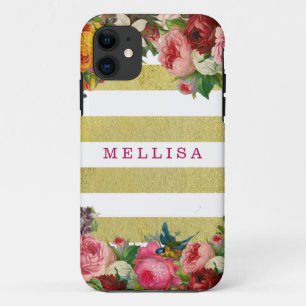 Case-Mate iPhone Case Vintage Floral Monogramme Or Blancs
