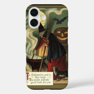 Coques iPhone 16 Vintage Halloween sorcière Stirring Magique Cauldr