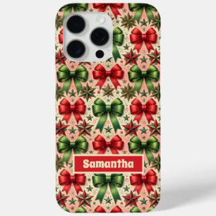 Coque iPhone 15 Pro Max Vintage Noël Étoiles et vaches Motif