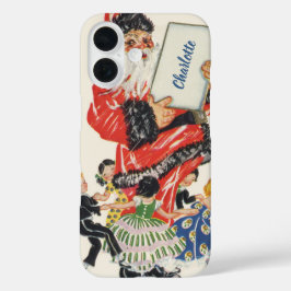Coques iPhone 16 Vintage Noël Père Noël et enfants Danse