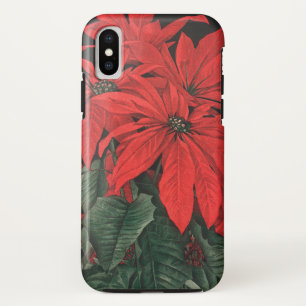 Coque Case-Mate Pour iPhone Vintage Noël Rouge Poinsettia fleurs Plantes