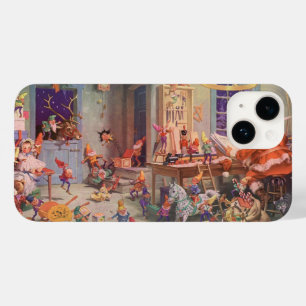 Coques Pour iPhone Vintage Noël, Santa Claus avec Elves Atelier
