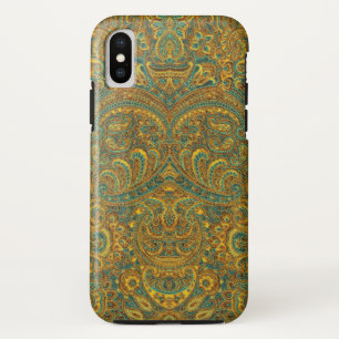 Coque Case-Mate Pour iPhone Vintage Paisley Motif Brown 7 tons verts