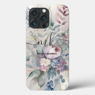 Case-Mate iPhone Case Vintage Pastel Fleurs Botaniques Nom du monogramme