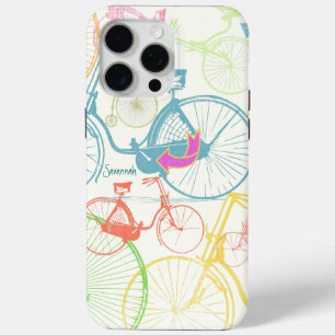 Coque iPhone 15 Pro Max Vintage Retro Girl coloré Motif de vélo