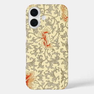 Coques iPhone 16 Vintage rose gris Artwork Botanique Floral