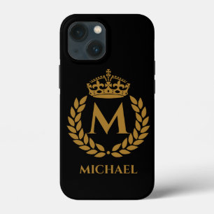 Case-Mate iPhone Case Vintage Royal King Golden Crown Nom initial Noir