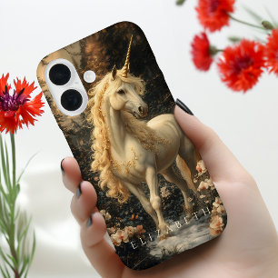 Coques iPhone 16 Vintage Sepia Forest Unicorn Imaginaire Art Fairyt