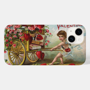 Coque Pour iPhone 14 Vintage Valentines Day Angel, Panier de Coeurs d'A