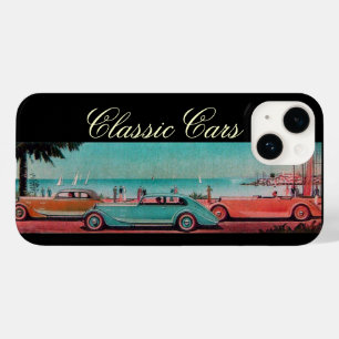Coques Pour iPhone VINTAGE VOITURES SUR LA ROUTE DE LA PLAGE Rouge Bl