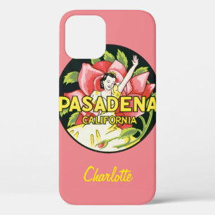 Coques Pour iPhone Vintage voyage, Pasadena Californie, Dame et Rose