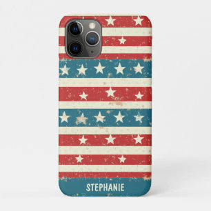 Case-Mate iPhone Case Vintages rayures rouges, blanches et bleues avec é