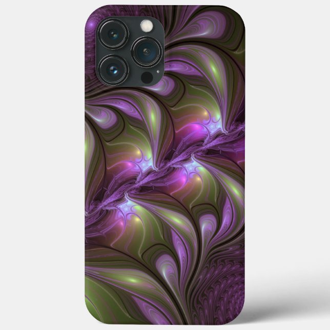 Coques Case-Mate iPhone Violet Abstrait violet violet kaki fractal (Verso)