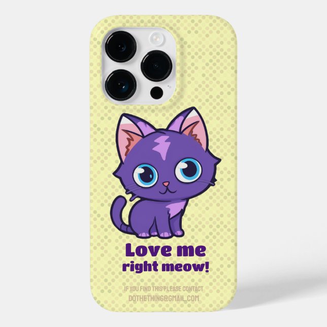 Coques Case-Mate iPhone Violet Anime Chat Vector Art Jaune (Verso)