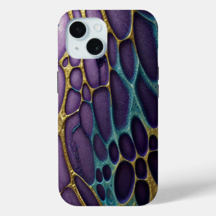 Coque Pour iPhone 15 Violet, bleu, aqua et or