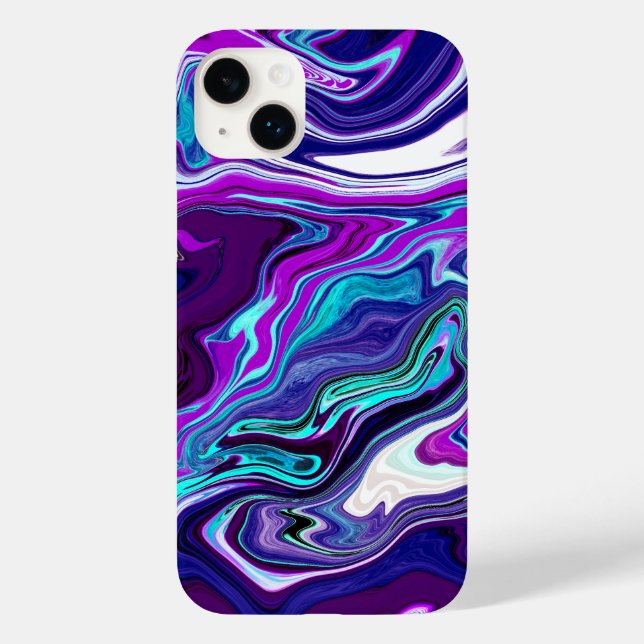 Coques Case-Mate iPhone Violet, Bleu et Turquoise Abstrait Fluid Art (Verso)