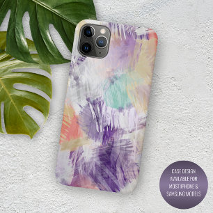 Coque iPhone 15 Pro Max Violet Pourpre Aqua Turquoise Corail Peinture Arti