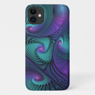 Case-Mate iPhone Case Violet Rencontre Turquoise Moderne Art Fractal Abs