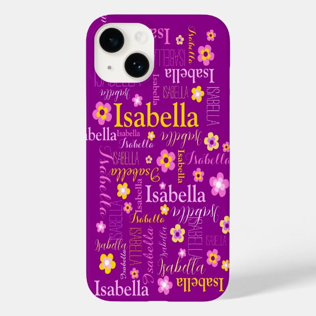 Coques Case-Mate iPhone Violet rose jaune filles Nom Miranda (Verso)