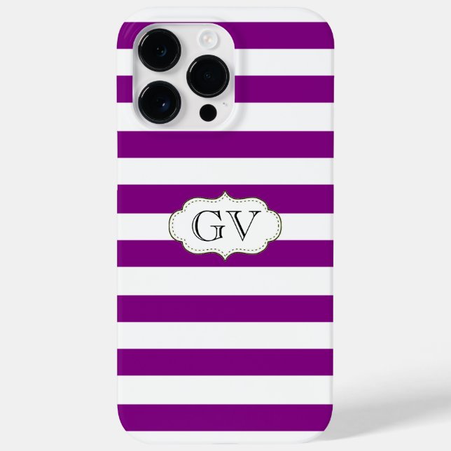 Coques Case-Mate iPhone Violet violet & Blancs Initiales Monogramme (Verso)