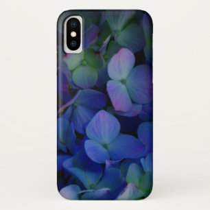 Coque iPhone X Violet violet rose bleu hydrangée fleurie
