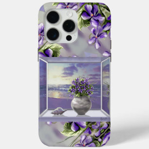 Coque iPhone 15 Pro Max violettes dans un bocal de lune