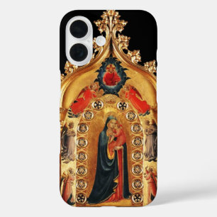 COQUES iPhone 16  VIRGIN AVEC ENFANT ET ANGELS OR SACRED ART ICÔNE