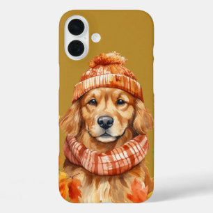 COQUES iPhone 16 PLUS VISAGE DE CHIEN RETRIEVER DORE ADORABLE À L'AQUARE