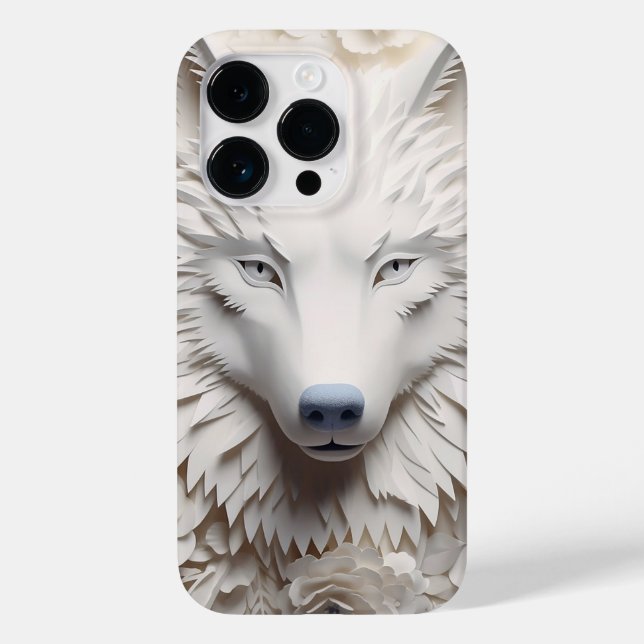 Coques Case-Mate iPhone Visage de loup blanc 3D (Verso)