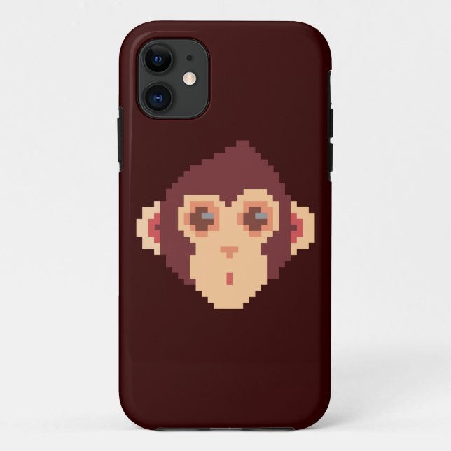 Coques Case-Mate iPhone Visage de singe mignon pixelisé (Dos)