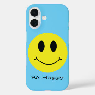 Coques iPhone 16 Visage Souriant Classique Soyez Heureux