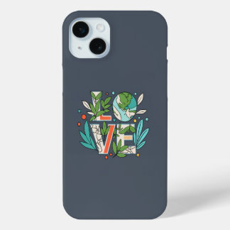 Coque iPhone 15 Mini 🌎 🌿 Visions verdoyantes : Eco Love Téléphone Cas