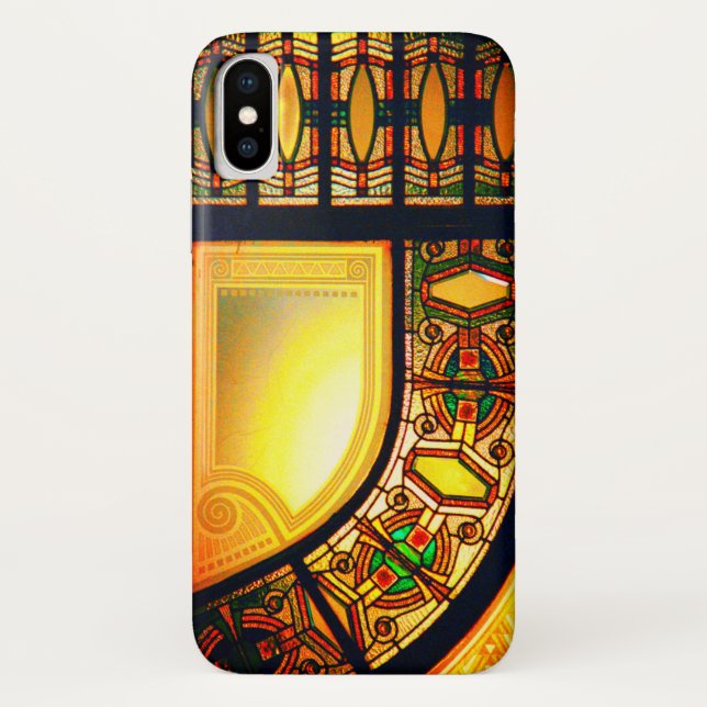 Coques Case-Mate iPhone Vitrail victorien jaune noir élégant (Dos)