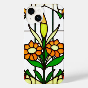 Coque Pour iPhone 14 Vitraux colorés représentant des fleurs