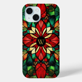 Coque Pour iPhone 15 Vitre de Noël Personnalisée avec Monogramme