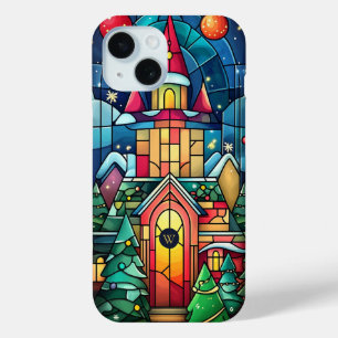 Coque Pour iPhone 15 Vitre de scène hivernale personnalisée avec monogr