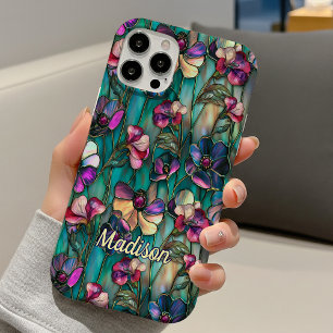 Coques iPhone 16 Vitre teinté floral pourpre