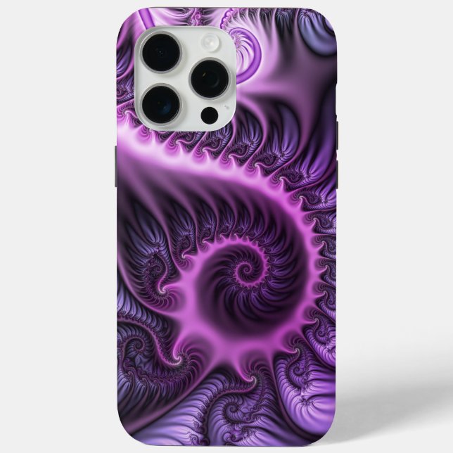 Coques Case-Mate iPhone Vivid Cool Abstrait rose violet Fractal Art Spiral (Verso)