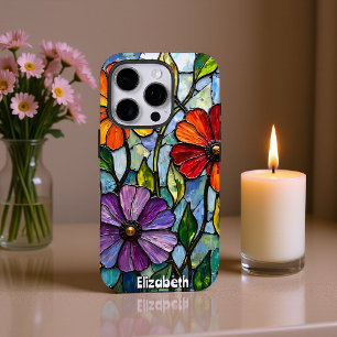 Coques iPhone 16 Pro Vivid Verre Tiré Floral Mosaïque