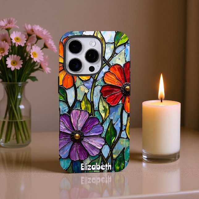 Coques Case-Mate iPhone Vivid Verre Tiré Floral Mosaïque (Créateur téléchargé)