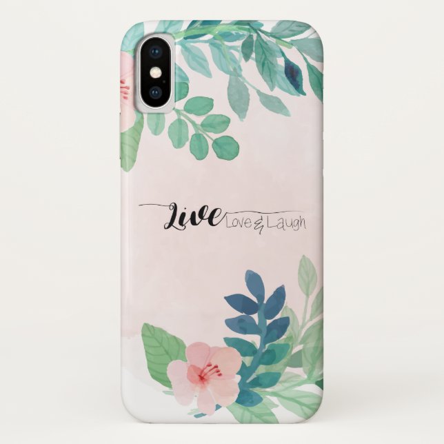Coques Case-Mate iPhone Vivre, Amour, Rire Boho Floral Aquarelle Design (Dos)