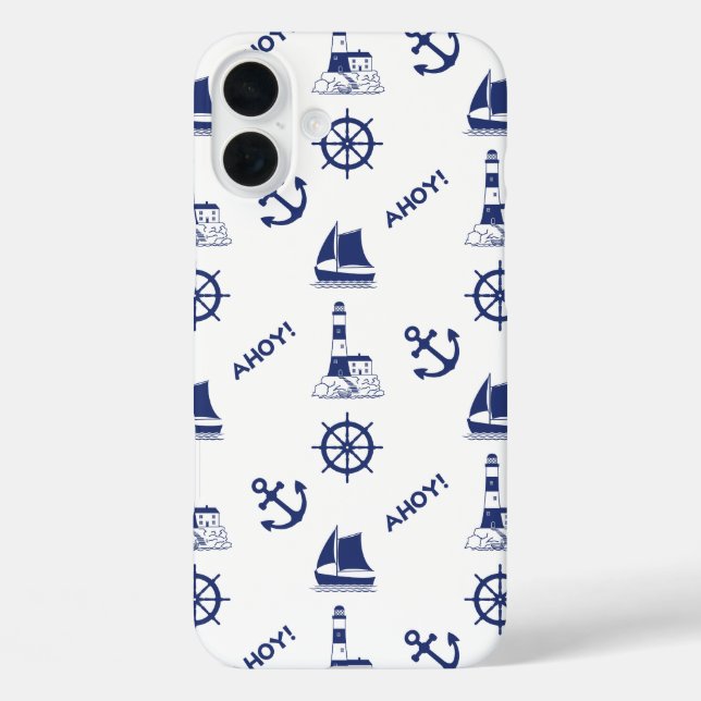 Coques Case-Mate iPhone Voile Motif illustratif Marine Bleu+Blanc (Verso)