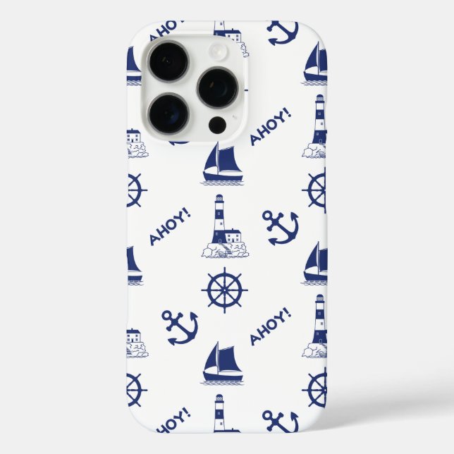 Coques Case-Mate iPhone Voile Motif illustratif Marine Bleu+Blanc (Verso)