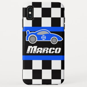 Coque Pour iPhone XS Max Voiture de sport bleu pour enfants nommée