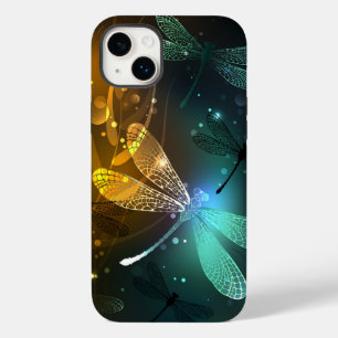 Coque Pour iPhone 14 Plus Vol de libellule verte lumineuse