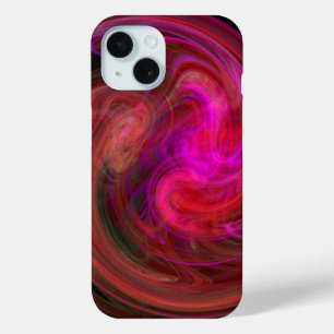 Coque Pour iPhone 15 VORTEX CLAIR Rose Fuchsia Rouge Abstrait Fractures