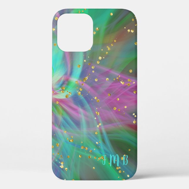 Coques Case-Mate iPhone Vos initiales Abstrait Colours Parties scintillant (Verso)