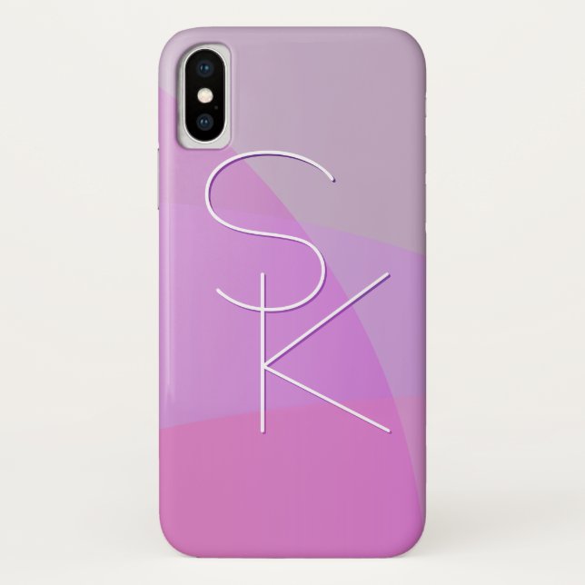 Coques Case-Mate iPhone Vos initiales de chevauchement | Géométrique rose  (Dos)