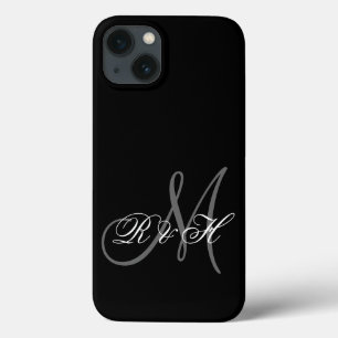 COQUES POUR iPhone VOS INITIALES MONOGRAMMES SIMPLE BLACK GRAY