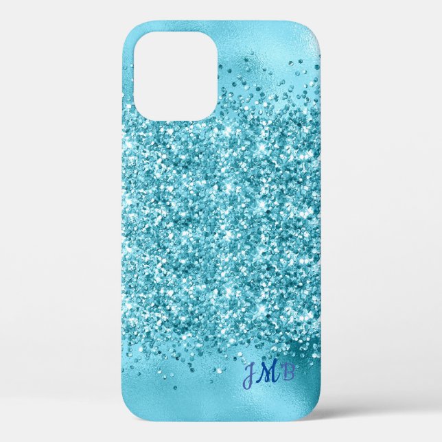Coques Case-Mate iPhone Vos initiales Parties scintillant turquoise (Verso)